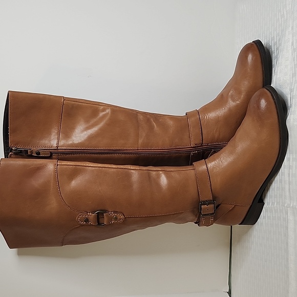 Sperry Shoes - Sperry Brown Leather Tall Boots Buckle Accents NEW